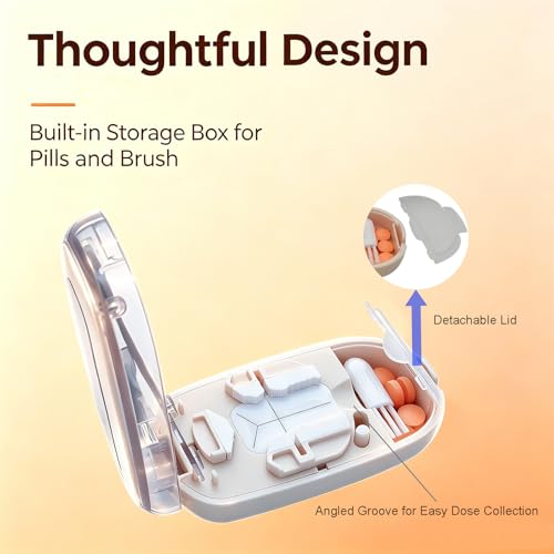 Image of Pill Cutter for Small Tiny and Large Pills, Dual Blade Pill Splitter for Clean and Precise Cuts into 1 /2, 1 /3, 1 /4, with Centering Device, Storage Organizer, Portable & Easy-Grip Design
