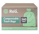 Reli. 4 Gallon Trash Bags | 360 Count Bulk | ASTM D6400 | Green | Eco-Friendly | For Compost