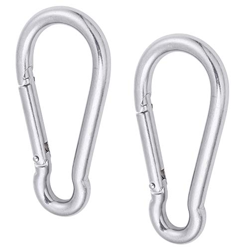 AOWISH 2 PCS Stainless Steel Spring Snap Hook Carabiner M10, 304 Stainless Steel Heavy Duty Clips, Large Quick Link Lock Ring Big Spring Buckles (3/8-Inch Diameter, 4-Inch Length, 650 Lbs)