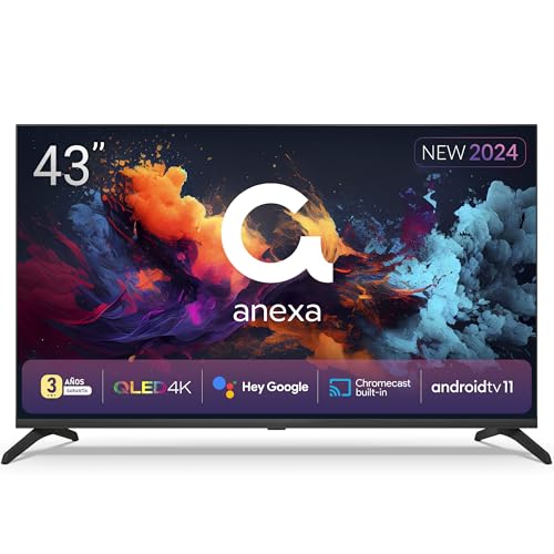 anexa - Smart TV 43' QLED 4K, Android 11, Google Assistant, Control por Voz, TDT 2025, 3 años de garantía, SMART43C02UGQ, Compatible con Netflix, Prime Video y más