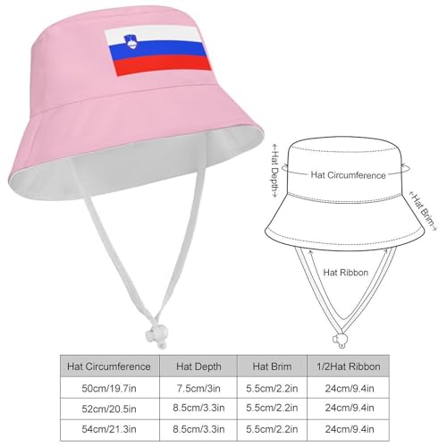Kids Sun Hat Slovenia Flag Bucket Hat for Girls & Boys,Lightweight Nylon Packable Fun & Cool Reversible2