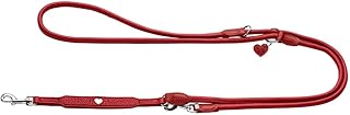 HUNTER Verstellbare Hundeführleine Round & Soft Love, Farbe: rot, weiches Rindnappaleder, rundgelegt, 3-fache Verstellmöglichkeit, eingenähtes Herz, Handarbeit, Made in Germany, Größe: 6/200