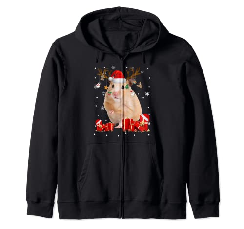 Hámster de Navidad divertido de Santa Reindeer hámster Xmas Light Sudadera con Capucha