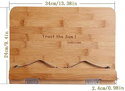 Sunficon Large Cookbook Stand Holder Bamboo Book Stand Holder Home Office Reading Rest Textbook Recipe Music Document Tablet Pc Display Stand Collapsible Tray Family Friend Student Great Gift Idea #TOP3