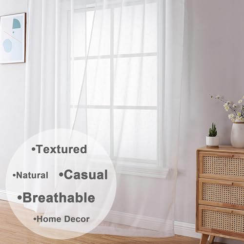 Aiyufeng Cortinas transparentes elegantes de linho extralongas Kirei, 2 peças, 2 peças, cortinas de