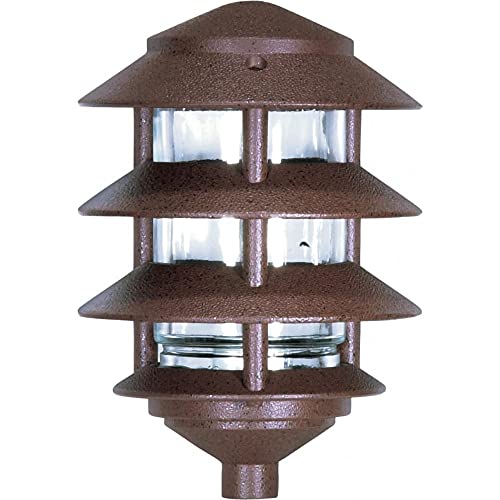 Image of Nuvo Lighting SF76 /633 One Light Three Louver Small Hood 120 Volt Die Cast Aluminum Durable Outdoor Landscape Pathway Lighting, Old Bronze