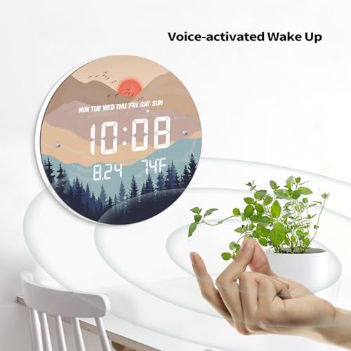 Digital LED Wall Clock for Home & Office, Wilderness Sunset, 12'' - Image 5