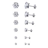 KOMFORTABEL FÜR EMPFINDLICHE HAUT: Verziert mit 3A kubischem Zirkon, Größe von 3*3mm - 8*8mm, Hypoallergen und Nickelfrei