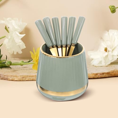 Juego de cucharas de café creativas con organizador de mesa en acero inoxidable 5