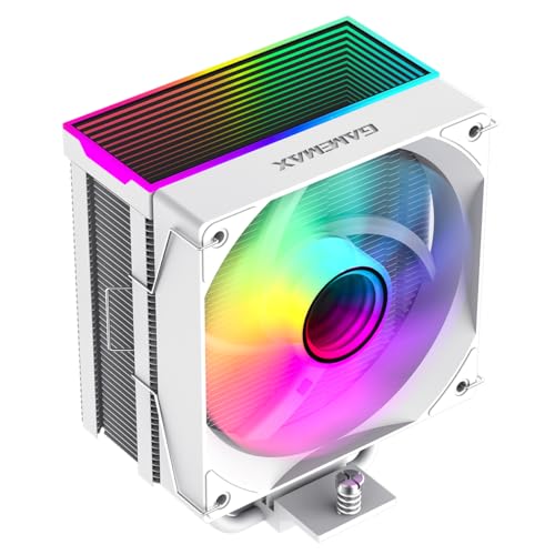 GAMEMAX SIGMA 550 WHITE ARGB Enfriador de CPU, 220W TDP, 5 Tubos de Calor 6mm en Cobre, Ventilador Infinity ARGB PWM 120mm, Para Intel LGA1700/115X/1200 y AMD AM4/AM5