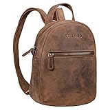 STILORD 'Lola' Mini Daypack Damen Lederrucksack Cityrucksack Kleiner Tagesrucksack Rucksack Tasche für Frauen XS Stadtrucksack aus Echtem Leder, Farbe:mittel - braun