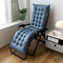 All-Season Washable Faux Sheepskin Chaise Lounge Cushion with Ties, Reclining Rocking & Zero Gravity Chair Pad, Foldable One-Piece Backrest Cover for Outdoor Indoor Patio Furniture Blue,47.2in