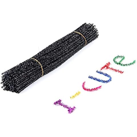 Toyvian Pfeifenreiniger Chenilledraht Drahtskulpturen für DIY Christbaumschmuck Kinder Handwerk Material 30cm 100 Stück (Schwarz) Cover