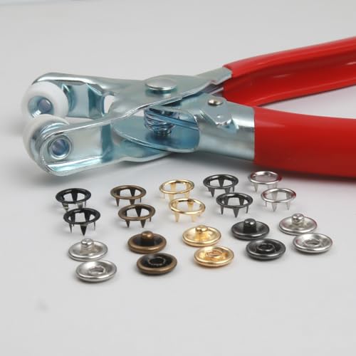 image for GTAAOY 100 Sets 9.5mm Metal Snaps Buttons Perfect for Clothes Hats and