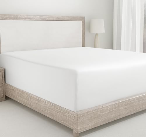 California Design Den Twin Fitted Sheet, Soft 400 Thread Count 100% Cotton, No Pop-Off Elastic, Deep Pocket Cooling Sheets, Durable Sateen Weave Bottom Sheet for Adults (Twin, Antique White)