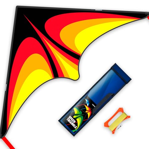 SGftre Red Large Delta Kite Flying Toys for Kids & Adults Easy to Fly?Kites Handle Line Outdoor Sports Kite Nylon Professional Wind Kites