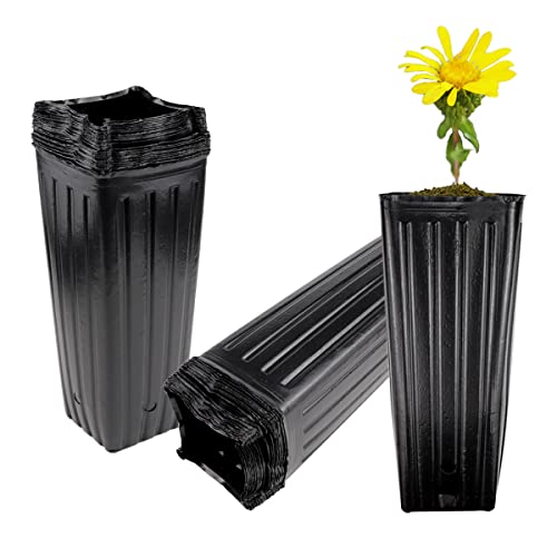LNQ LUNIQI 50PCS Plastic Plant Nursery Bags Fruit Flower Grow Bags Tall Seedling Flower Plant Container with Drainage Holes for Home Garden Plant Seed Grow Bags(12x25cm)