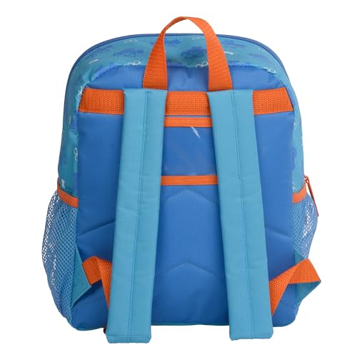 Image of Blippi Backpack with Sound for Boys and Girls, Clear Front Pocket and Mesh Side Pockets, Toddler's Schoolbag with Padded Back and Adjustable Straps, Versatile Day Pack for Kids, Blue and Orange