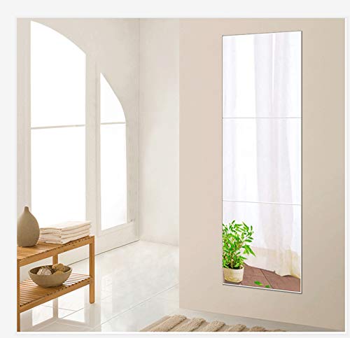 Beauty4U Tall Gym Mirror Tiles, 16â€ x 3 Pieces Full-Length Wall Mirror Set Frameless HD Image Vanity Mirror for Living Room Bedroom Home DÃ©cor