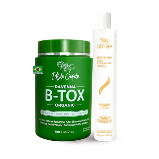 I Belli Capelli Ravenna Organic Hair Treatment Kit - Hair Keratin Treatment 1 kg/35.02 oz + Anti-esidue Shampoo 300 ml/10.1 fl.oz - Set von Capilar Para el Cabello & Clarifying Shampoo für lange