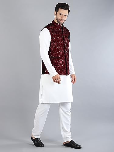 Image of Uri and MacKenzie Men's Silk Blend Kurta Pajama with Designer Ethnic Nehru Jacket /Modi Jacket