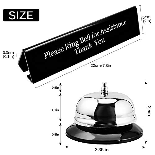 Ucec Desk Bell For Service, Ring Bell Sign, Dinner Bell For Inside, Call Bell & Double-Side Please Ring Bell Sign, No Receptionist Sign, Reception Bell For Hotels Schools Restaurants Reception Areas #TOP2