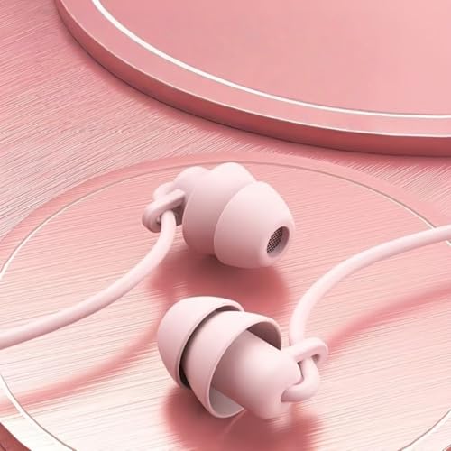 Soft Silicone Wired Sleep Earbuds, 3.5mm Jack Noise Isolating in-Ear Headphones, Comfort Side Sleeping Earphones (Pink)