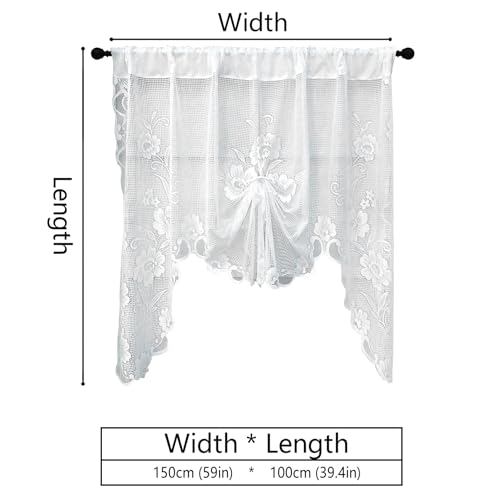 Cortinas de encaje semi-transparentes con bordado floral para cocina 5