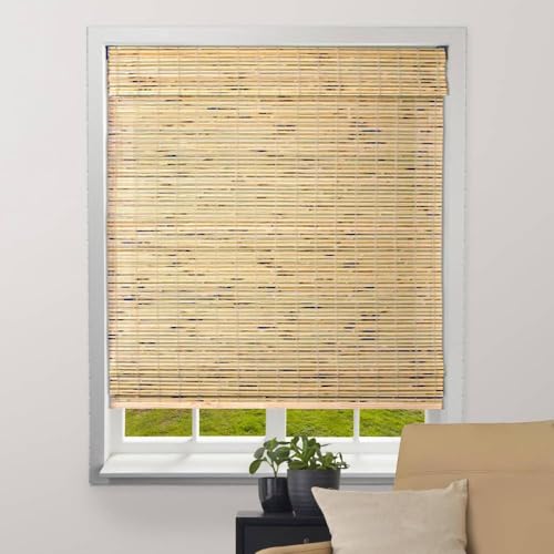 ARLO BLINDS Sheer Bamboo Roman Shades with Valance - Petite Rustique, 36" W x 60" H - Light Filtering Cordless Blinds for Interior Windows - Real Natural Bamboo Material - Mounting Hardware Included by Arlo Blinds - Used condition - US$52.80