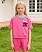 Latnnut Girls' Fashionable and Comfortable Short Sleeve Tee Shirt with Shorts Set Suitable for Summer Adventure and Casual Occasions Girls Short Sets Size 7-8
