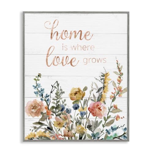 Home Where Love Grows Wildflower Phrase, 16 x 20 Inch Framed Giclée Print