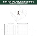 fxw Homeplus Hundelaufstall, Stabile 60cm 8 Drahtpaneele Welpengitter Hund für Welpen und Kleine Hunde, Weiß│Patentiert
