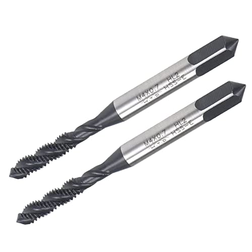 TOP-VIGOR Macho de rosca de flauta en espiral M4 x 0,7 mm, grifo de rosca métrico con tolerancia H2, grifo de fresado de rosca con revestimiento de nitruración HSS (vástago redondo con extremo