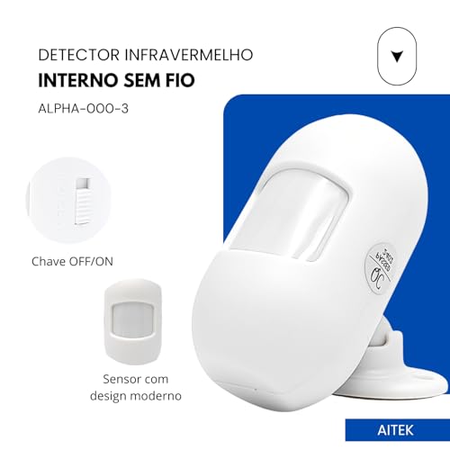 Sensor de Movimento Infravermelho Interno para Monitoramento – Detector de Segurança com Alcance Aju