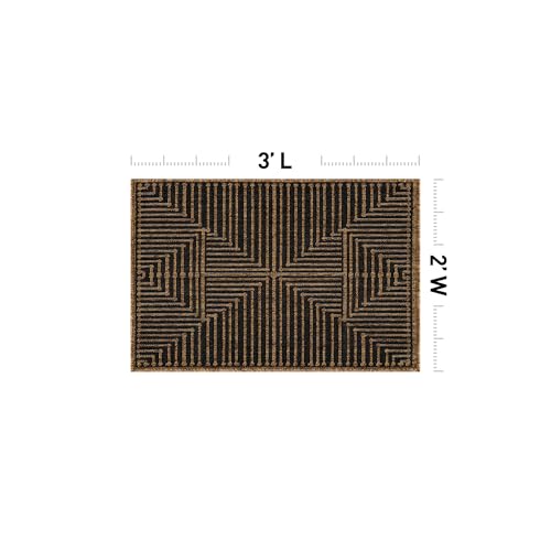 Tapete rectangular 2 x 3 pies estilo yute geométrico miniatura 2