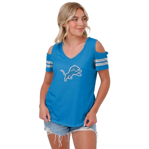 FOCO Detroit Lions NFL Womens Cold Shoulder T-Shirt - XL Team Color