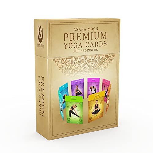 Asana Moon Premium Yoga Cards For Beginners – Yoga Kit And Workout Set For Beginners And Teens – 62 Card Yoga Sequence Deck With Alignment Cues And Sanskrit Names – Alternative For A Yoga Book #TOP7