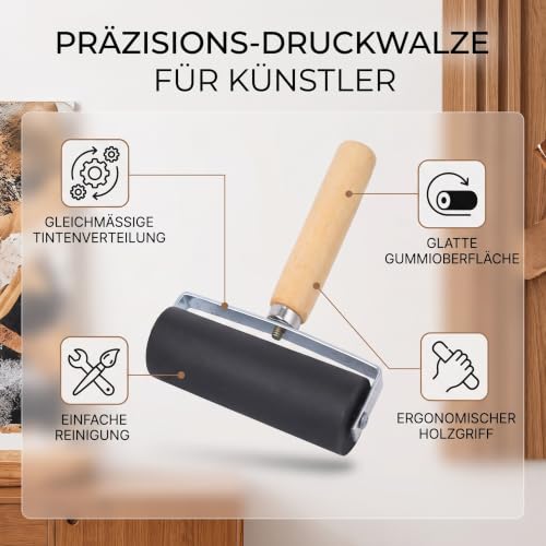 Wałek Gumowy Wałek Ciśnieniowy z Gumowym Wałkiem Wyjmowanym z Drewnianym Uchwytem Wałek do Kleju Linol Wałek do Malowania Drukarskiego