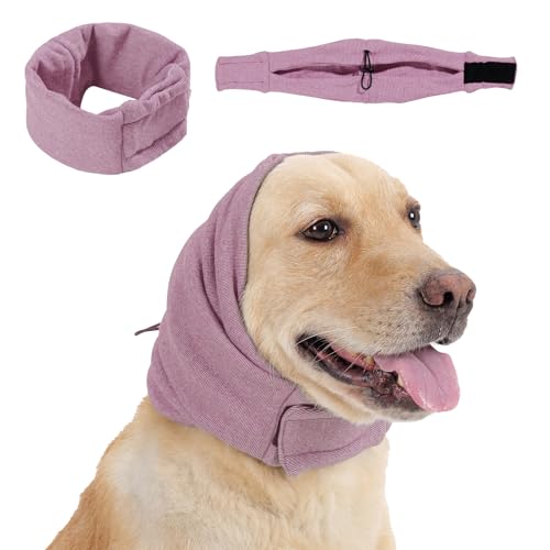 LEOTRAG Dog Calming Hoodie, No Shake Ear Wraps for Dogs, Adjustable Dog Ear Muffs for Noise Protection, Ear Wrap Head Cover for Head Warp Anxiety Relief, Hematoma, Grooming and Force Drying