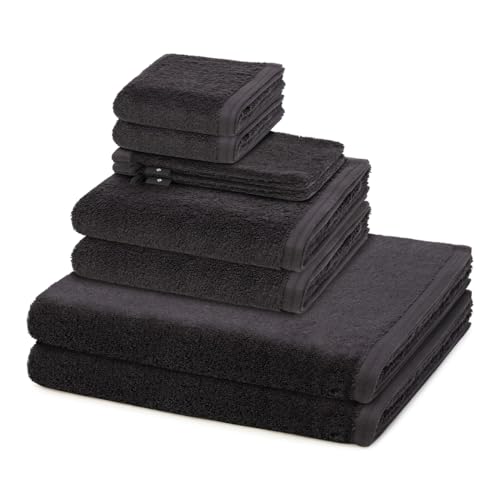 Vossen - 8 teiliges Frottier-Set - Vegan Life (2 X Wasch- 2 X Gäste- 2 X Dusch- 2 X Handtuch im Set) - 580 g/m2 - Baumwolle - Frottee - saugstark - weich und flauschig - Anthrazit