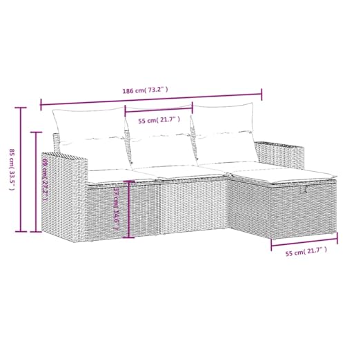 Canapés de jardin en polyrotin gris clair modulaire pour terrasse et balcon