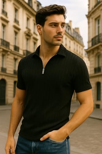 Image of Preneum Men's Polo T‑Shirt | Comfortable Rich Polycotton, Band Collar, Regular Fit | Stylish & Premium All Day Wear (Available in Plus Sizes)