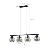 ZMH Pendelleuchte Esstisch Hängelampe Vintage - Schwarz Hängeleuchte Industrial Design Retro Esstischlampe E27 Metall 4 Flammig Esszimmerlampe für Esszimmer Küche Wohnzimmer Arbeitszimmer