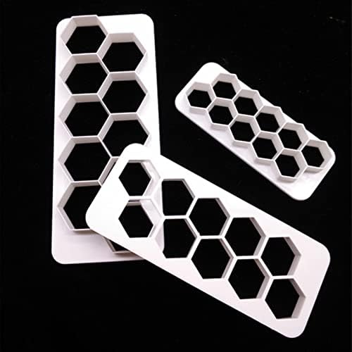 Hexagon Cake Cutter Hexagon Fondant Cutter Geometric Multicutter Football Pattern Cookie Cutters,3 Size Hexagon Cookie Cutter Biscuit Cutters Cake Decorating for DIY Crafts Cake Fondant