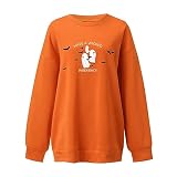 Genérico Chaqueta De Forro Mujer Tallas Grandes Sudadera Informal de Manga Larga para Mujer, Sudaderas de Cuello, de Manga Larga, Sudadera de Halloween para Sudaderas Largas De Mujer (Orange, XXL)