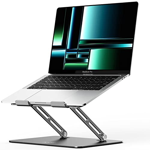 Jczt Foldable Laptop Stand For Desk, Adjustable Height Ergonomic Computer Stand, Aluminum Portable Laptop Stands Holder Riser For Macbook Air Pro, All 10-16" Notebooks Laptops, Space Gray #TOP3