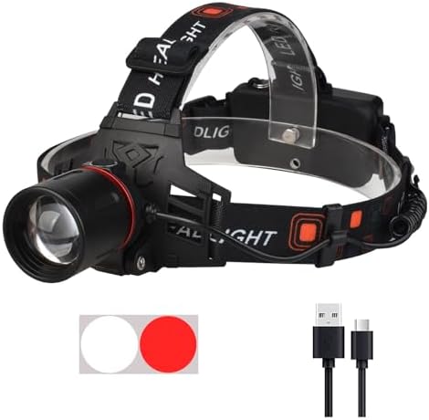 WINDFIRE Rechargeable Headlamp White Red LED Hunting Headlamps Super Bright