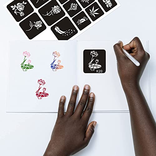 Cuteliili Henna Tattoo Stencils Reusable For Women Girls And Kids, 200+ Pcs Tattoo Templates, Airbrush Tattoo Stencil,Body Art Stencil Templates Chriatmas Gift #TOP2