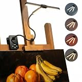 holoith 3 Head Foldable Clip On LED Easel Lamp for Artists, 4 Color Modes and 12 Level Dimmable, 300lm Eye Care Light with Flexible Arm, USB Powered for Painting, Drawing and Art Creation