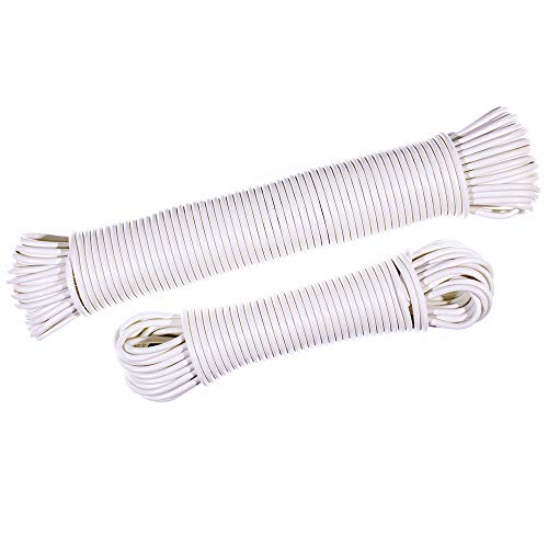 5/32 Inch Clothesline - Plastic Clothes Line - All Purpose Laundry Line Dryer Rope for Outdoor, Indoor, Art, Crafting Projects - Fiber Reinforced Line - (100 Feet)